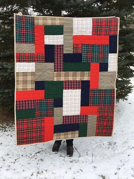 Scrappy Flannel Quilts, Quilting With Plaid Fabric, Flannel Plaid Quilt, Tartan Patchwork Quilts, Plaid Quilts Flannels, Flannel Shirt Quilt Ideas, Flannel Shirt Quilt, Shirt Quilts Ideas, Wool Quilts Patterns