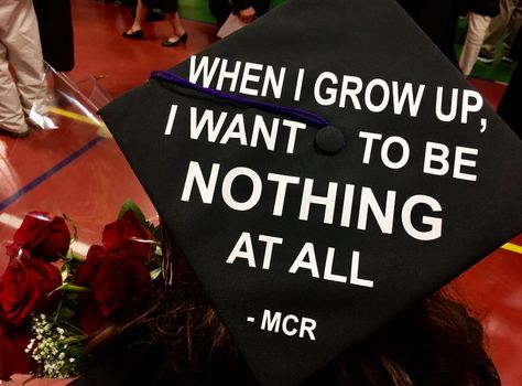 My Chemical Romance ♥️ My Chemical Romance Graduation Cap, Mcr Grad Cap, Emo Grad Cap, Mcr Graduation Cap, Pierce The Veil Graduation Cap, Emo Graduation Cap, Graduation Cap Decoration Diy, High School Graduation Cap, College Graduation Cap Decoration