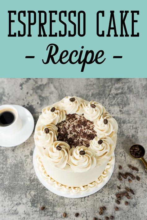 If you like coffee, you will really like this Espresso Cake Recipe! It has a great flavor with the taste of espresso, sugar, and the frosting on top. Use this recipe to make a cake or cupcakes for a birthday or special occasion! #espressocake #coffeecake #cakerecipe #recipe #vanillabuttercream #chocolatefrosting #almondfrosting #irishcreamfrosting #irishcream #birthdaycake #cakeideas #cakerecipe #mtnsidebakery Espresso Cake Recipe, Irish Cream Frosting, Almond Frosting, Espresso Cake, Chocolate Covered Coffee Beans, High Altitude Baking, Make A Cake, Leftover Cake, Cake Sizes