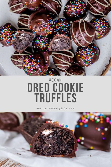 Decadent, creamy Vegan Oreo Truffles make the perfect replacement for a box of chocolates. Vegan Oreo Truffles, Healthy Candy Recipes, Oreo Cookie Truffles, Mochi Recipes, Oreo Cake Pops, Oreo Treats, Vegan Chocolate Recipes, Cheesecake Truffles, Easy Vanilla Cake Recipe