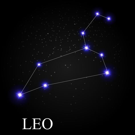 Leo Zodiac Sign with Beautiful Bright Stars on the Background of Cosmic Sky Vector Illustration Zodiac Leo Art, Leo Art, Sky Vector, Zodiac Sign Leo, Leo Star Sign, Star Symbol, Leo Star, Leo Zodiac Sign, Zodiac Leo