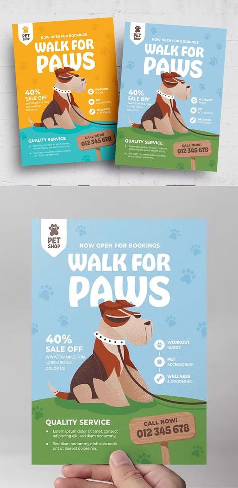 Dog Walker Flyer, Dog Walking Flyer, Dog Walking Services, Pet Wellness, Flyer Poster, Dog Walker, Poster Template, Print Templates, Dog Walking