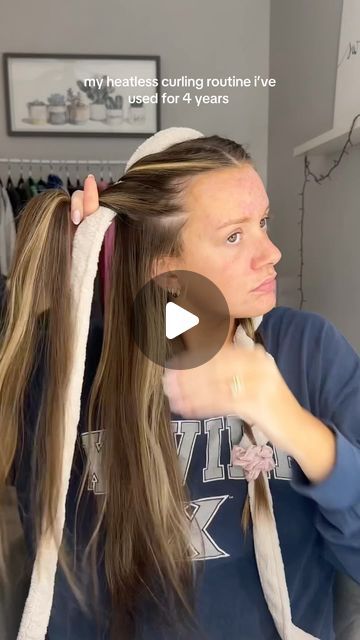 Madisynn on Instagram: "this is your sign to try heatless curls" Heatless Curls Overnight With Robe, Heatless Curls In An Hour, Diy Heatless Curls Overnight Sock, Heatless Curls Overnight Bathrobe, How To Put In Heatless Curls Overnight, Comfy Heatless Curls, Heartless Curls Overnight Tutorial, Sleep Curls Night, Heatless Curls Overnight Fine Hair