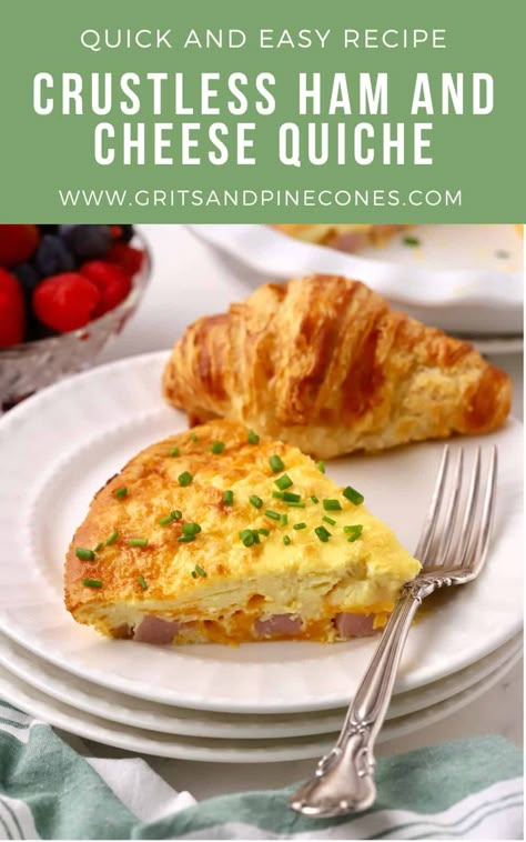 Crustless Ham And Cheese Quiche Easy, Crustless Breakfast Quiche Recipes, Four Cheese Quiche, Quiche Recipes Easy No Crust, Ham Quiche Recipes Crustless, Egg Quiche Recipes Crustless, No Crust Quiche Recipes, Low Calorie Quiche, Quiche Recipes Easy Crustless