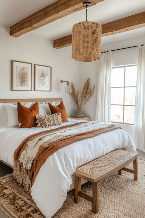 modern italian bedroom Dark Wood Bedframe Bedroom Ideas, White Boho Aesthetic, Modern Southwestern Bedroom, Italian Bedrooms, Italian Bedroom Aesthetic, White Boho Bedroom, Italian Bedroom Design, Modern Italian Bedroom, Modern Mediterranean Bedroom