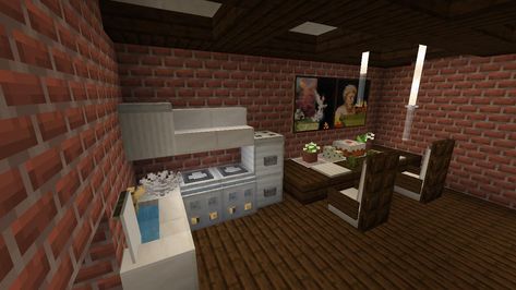 Oven In Minecraft, Minecraft Dining Room Ideas, Dining Room Minecraft, Minecraft Dining Room, Minecraft House Interior Ideas, Minecraft House Interior, Minecraft Kitchens, Minecraft Houses Interior, Minecraft Houses Survival