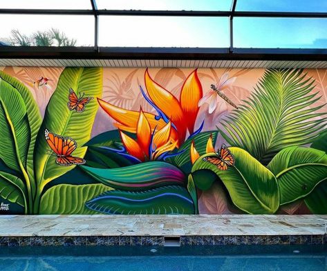 Murals Art Ideas, Wall Paint Art Ideas, Diy Outdoor Mural, Vitale Brothers, Exterior Murals, Street Art Love, Wall Street Art, Garden Mural, Cafe Wall Art