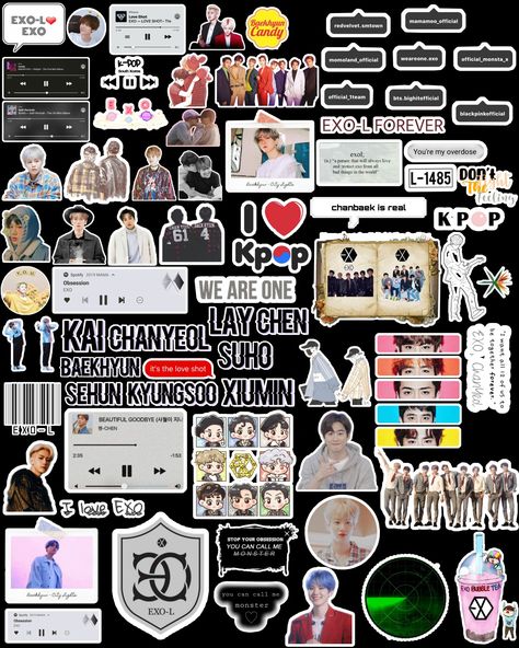 This is from Exo Sticker Pack🥺🤝 How? Do you like them?🙂👉👈
 . 
. 
.
 .
 #EXO #BAEKHYUN #EXO #STICKER #PACKSTICKER #XIUMIN #SUHO #LAY #CHEN #CHANYEOL #DOKYUNGSOO #KAI #SEHUN Exo Printable Stickers, Exo Stickers Printable Aesthetic, Korean Stickers Kpop, Exo For Life, Exo Logo, Exo Stickers, Binder Ideas, David Downton, Exo Art