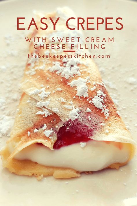 Peach Cheesecake Shortbread Bars - The Beekeepers Kitchen Dessert Crepes, Sweet Crepes Recipe, Easy Crepe Recipe, Crepes Filling, Crepes Recipe, Sweet Crepes, Crepe Recipes, Sweet Cream, Cream Cheese Filling