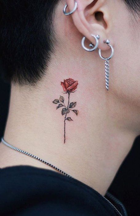 30 Coolest Neck Tattoos for Men in 2020 - The Trend Spotter Tatoo Crown, Minimalist Rose Tattoo, Word Neck Tattoos, Rose Neck Tattoo, Flower Neck Tattoo, Front Neck Tattoo, Full Neck Tattoos, Best Neck Tattoos, Small Neck Tattoos