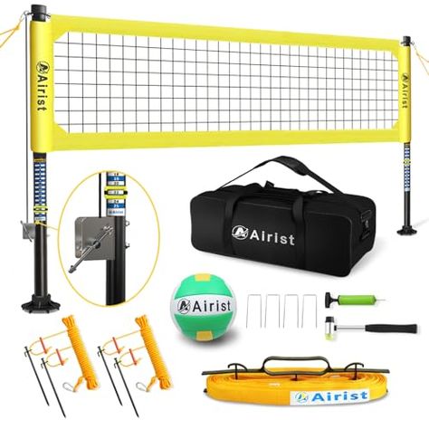 Airist Heavy Duty Volleyball Net Outdoor with Steel Anti-Sag System, Adjustable Aluminum Poles, Professional Volleyball Nets Set for Backyard and Beach, Volleyball and Carrying Bag Portable Volleyball Net, Outdoor Volleyball Net, Volleyball Nets, Professional Volleyball, Volleyball Set, Volleyball Net, Ball Pump, Sport Volleyball, Beach Volleyball