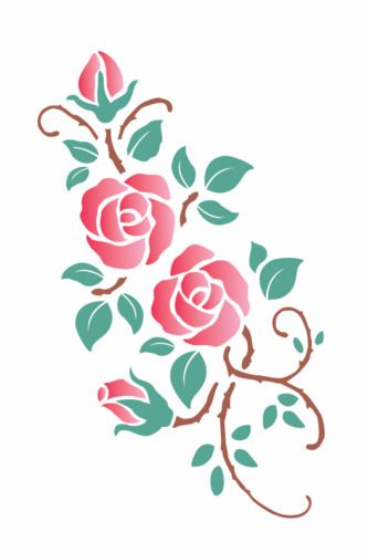 Stencil Painting On Fabric, Rose Stencils, Outline Flowers, Rose Swag, Primitive Shelf, Craft Signs, Cottage Diy, Making Ornaments, Craft Furniture