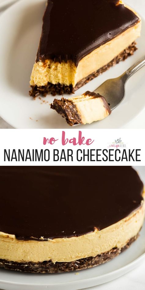 Nanaimo Bar Cheesecake, Christmas Dessert Easy, Cheesecake Christmas, Nanaimo Bar, Perfect Christmas Dessert, Dessert Christmas, Easy No Bake Cheesecake, Nanaimo Bars, Cheesecake Dessert