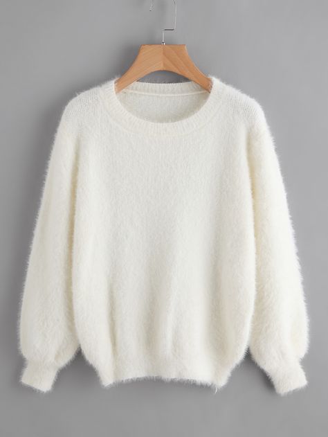 Shop Lantern Sleeve Fluffy Sweater online. SheIn offers Lantern Sleeve Fluffy Sweater & more to fit your fashionable needs. Pink Oversized Sweater, Pull Mohair, Pullovers Outfit, Pink Pullover Sweater, Fall Pullover, Casual Skirt Outfits, Fluffy Sweater, Top Shirt Women, Long Pullover