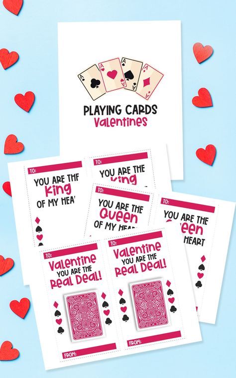 Free printable Valentine's Day cards with a playing cards theme. Free Printable Valentines Day Cards, Printable Playing Cards, Free Printable Valentines, Printable Valentines Day Cards, Valentines Gift Bags, Valentines Day Crafts, Poker Game, Valentines Day Baby, Printable Valentines