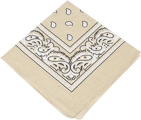 AmazonSmile: BOOLAVARD 1s, 6s, 9s or 12 Pack Cowboy Bandanas with Original Paisley Pattern (Beige) : Clothing, Shoes & Jewelry Bohemian Head Scarf, Scarf Headbands, Cowboy Bandana, Women Bandana, Headwear Fashion, Winter Face Mask, Hip Hop Women, Winter Face, Boho Scarfs