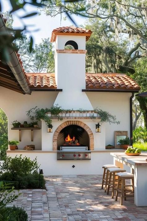 Kitchen Patio Ideas, Outdoor Kitchen Patio Ideas, Cheap Couches, Covered Patio Ideas, Arizona Backyard, Spanish Hacienda, Mexico House, Outdoor Kitchen Ideas, Kitchen Patio