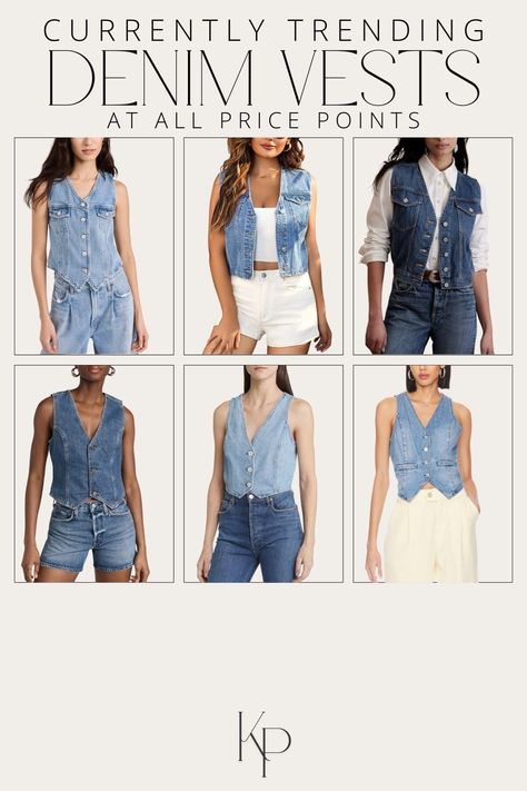 Denim Vest Women Outfits, Crop Denim Vest Outfit, Denim Vest Outfit 2023, Denim Vest Summer Outfit, How To Wear A Denim Vest, How To Style A Jean Vest, Jean Vest Outfits For Women, Denim Gilet Outfit Women, Blue Jean Vest Outfit