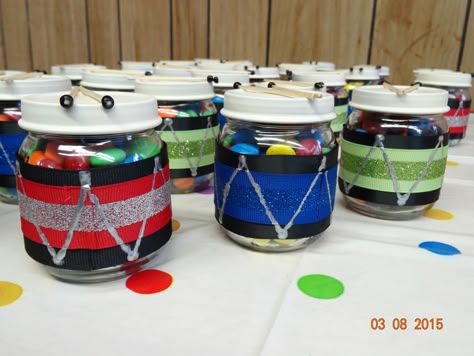 Drums Birthday Party Ideas, Musical Theme Birthday Party Decorations, Drummer Party Ideas, Drum Theme Party, Drum Centerpiece Ideas, Drum Themed Birthday Party, Drum Party Decorations, Drummer Party Centerpieces, Music Birthday Party Centerpieces