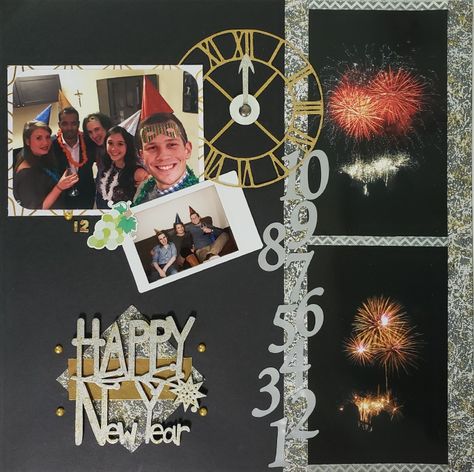 Christmas Eve Scrapbook Layouts, New Year’s Eve Scrapbook Layouts, Happy New Year Scrapbook Layout, Nye Scrapbook Pages, New Year’s Eve Scrapbook Pages, New Years Eve Scrapbook Layouts, New Year Scrapbook Layout, New Years Scrapbook Page, New Year Scrapbook Ideas