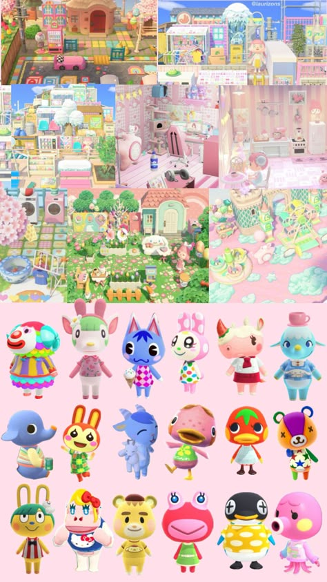 pastel kidcore acnh island #acnh #kawaii Acnh Island Designs Kidcore, Animal Crossing Colorful Island, Cutecore Island Acnh, Pastel Kidcore Acnh, Acnh Pastel Island, Animal Crossing Pastel, Girly Kidcore, Villagers Acnh, Kawaii Acnh