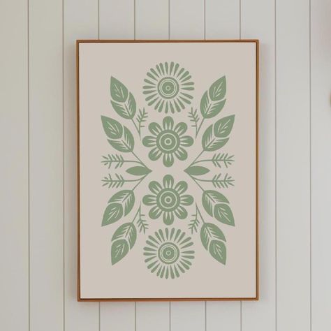 Scandinavian Wall Art Print Flowers Folk Art Norwegian Modern Farmhouse Scandi Floral Decorative Nordic Botanical Decor Print Greens This pretty Scandi Floral print design is sophisticated enough for a living room, entry, dining room yet playful enough for a bathroom, kids space or great for a gallery wall. *  Available in sizes: 10" x 13", 11" x 14", 12" x 16", 16" x 20", 18" x 24", 22" x 28", 30" x 40" and 36" x 48". *  Made with museum-grade archival paper (175gsm) for excellent printing fide Scandinavian Folk Art Swedish Style, Scandi Folk Art, Nordic Flowers, Entry Dining Room, Scandi Wall Art, Nordic Patterns, Scandinavian Artwork, Nordic Folk Art, Nordic Painting