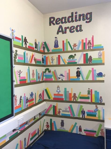 Kindergarten Reading Corner, Preschool Reading Corner, Corner Library, Ks1 Classroom, Reading Corner Classroom, High Scope, Potpourri Stovetop, Houses Black, Classroom Decor High School