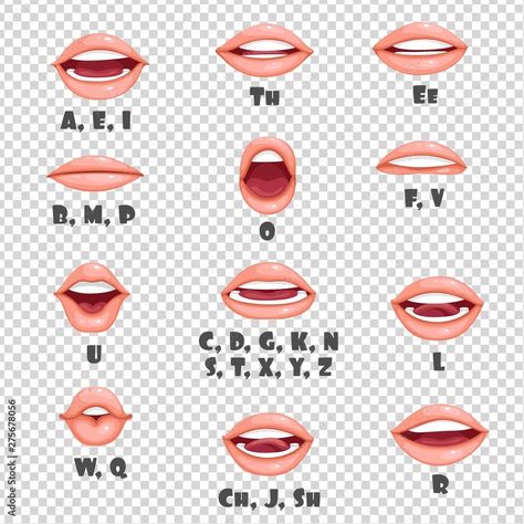 Mouth Side View Drawing, Talking Mouth Drawing, Mouth Side View, Mouth Shapes, Mouth Animation, Illustrated Animals, Side View Drawing, Boy Cartoon Characters, Cartoon Mouths