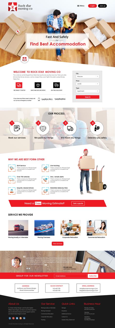 Company Website Design, Ui Ux Website, Free Move, Ui Design Website, Company Website, Web Layout Design, Website Layout, Moving Company, Web Layout