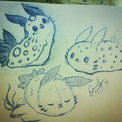 Bunny Slug Sea Bunnies, Sea Bunny, Fluffy Bunnies, Sea Slugs, Bunny Drawing, Cute Doodles Drawings, Cute Doodle Art, Slug, Mermaid Party