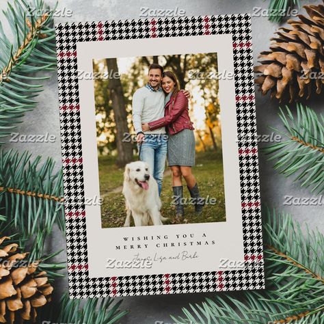 Happy Holidays Pictures, Family Holiday Card, Couple Christmas Card, Simple Holiday Cards, Plaid Wreath, Family Christmas Card Photos, Family Holiday Cards, Dog Christmas Card, Photos With Dog