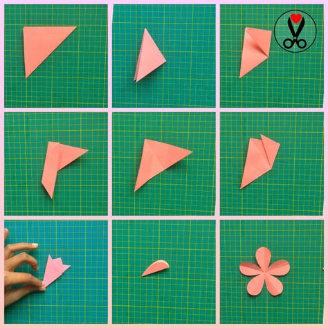 Origami Flower Flat, 2d Paper Flowers, Simple Paper Flower, Diy Projects For Adults, Flower Templates Printable, Flower Simple, Flower Pedals, Origami Gifts, Halloween Paper Crafts