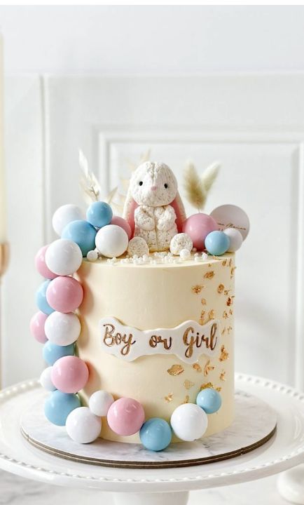 Bunny Gender Reveal Ideas, Bunny Gender Reveal Cake, Easter Gender Reveal Cake, Bunny Gender Reveal, Reveal Cake Ideas, Bunny Gender, Easter Themed Cakes, Gender Reveal Dessert, Baby Shower Gender Reveal Cake