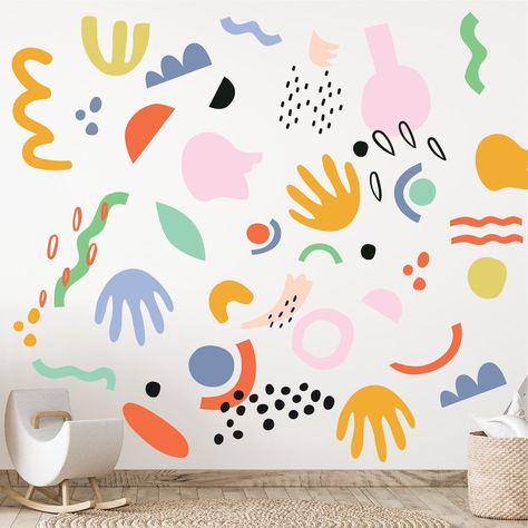 Kids Room Murals, Bozeman Mt, Removable Wall Decals, Rainbow Abstract, Bright Patterns, Smooth Walls, Colorful Rainbow, Removable Wall, Accent Walls