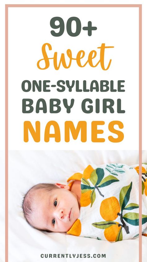 Looking for the best one syllable girl names for your baby girl? Then this list of pretty and unique one syllable girl names is for you! Modern one syllable girl names | unique one syllable girl names | timeless one syllable girl names | vintage one syllable girl names | gender neutral one syllable names Two Syllable Girl Names, C Girl Names, Names Gender Neutral, One Syllable Girl Names, One Syllable Names, Girl Names Unique, Girls Names Vintage, List Of Girls Names, Unique Girl Names