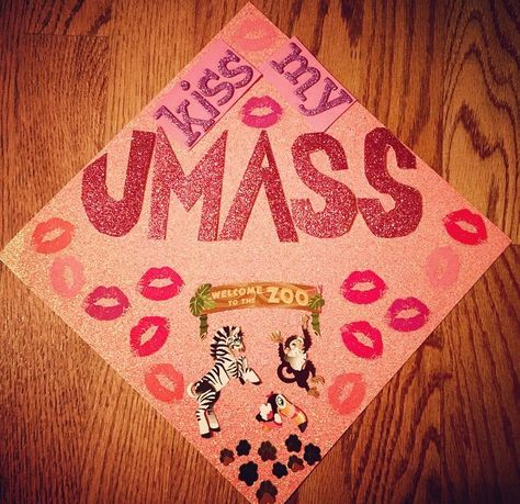 UMass #graduationcap Umass Amherst, Grad Caps, Cap Decoration, Graduation Cap Designs, Cap Ideas, Graduation Cap Decoration, Cap Decorations, Cap Designs, Grad Cap