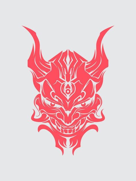 Demon samurai oni mask hannya mask japanesse skull style head tattoo illustration vector design t shirt print template Oni Mask T Shirt Design, Yakuza Tattoo Design, Cyberpunk Oni Mask, Menpo Mask, Oni Masks, Japan Mask, Demon Samurai, Japanese Hannya Mask, Japanese Oni Mask