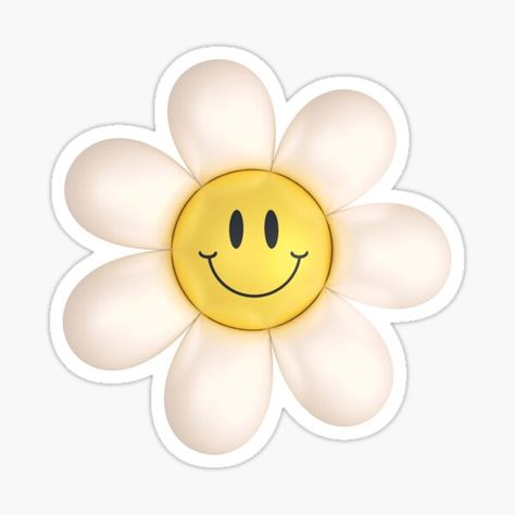 Cute, shiny, 3D smiley daisy balloon flower on spring pink. • Millions of unique designs by independent artists. Find your thing. Smiley Daisy, Daisy Sticker, Flower Daisy, Balloon Flowers, Sticker Cute, Smiley, Top Artists, Science Poster, Sticker Design