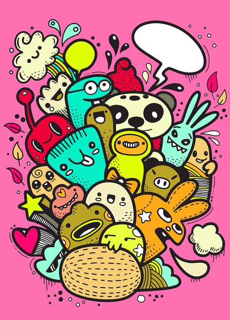 Monster Doodles, Group Drawing, Geometric Patterns Drawing, Retro Games Wallpaper, Doodle Monster, Doodle Paint, Graffiti Doodles, Doodle Cartoon, Doodle Art Drawing