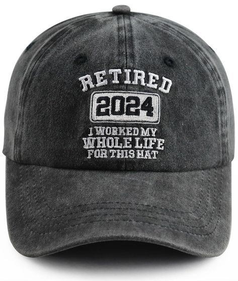 PRICES MAY VARY. Retirement Gifts for Women Men: This "Retired 2024 I Worked My Whole Life for This Hat" Baseball Cap is an Excellent Gag Retirement Gifts for Mom Dad, Families, Father Mother, Wife Husband, Aunt Uncle, Grandpa Grandma, Sister Brother, Nurse, Doctor, Army Veteran, Friends, Old Man, Colleagues, Boss, Coworker, Employee, Retiring Teachers, Retired Police Officer. Perfect for Christmas, Birthday, Halloween, Thanksgiving, Easter, New Year, Valentine's Day, Father's Day, Mother's Day, Retirement Gift Ideas For Men, Happy Retirement Decorations, Retirement Gifts For Mom, Farewell Decorations, Goodbye Gifts For Coworkers, Retirement Decorations, Farewell Gift For Coworker, Retirement Party Favors, Best Retirement Gifts