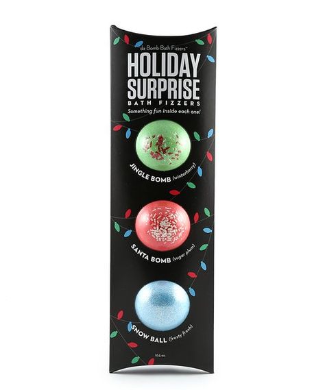 Look at this da Bomb Bath Fizzers | Holiday Surprise Three-Piece Bath Bomb Set on #zulily today! Bath Bomb Packaging, Amazon Christmas Gifts, Bath Fizzers, Ios App Iphone, Box Packaging Design, Basement Bathroom, Presents For Friends, Bath Bomb, Beauty Box