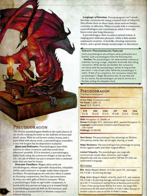 Pseudodragon//Familiar Dnd Pets, Dnd Animals, 5e Monsters, Dm Ideas, Dnd Dm, Dnd Stats, Dnd Character Sheet, Dnd Monster, Dnd Creatures