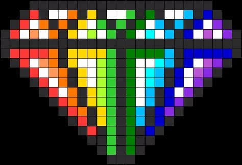 Rainbow Diamond Perler Bead Pattern / Bead Sprite Pixel Art Coeur, Image Pixel Art, Perler Bead Designs, Rainbow Diamond, Modele Pixel Art, Fuse Bead Patterns, Motifs Perler, Kandi Patterns, Bead Sprite