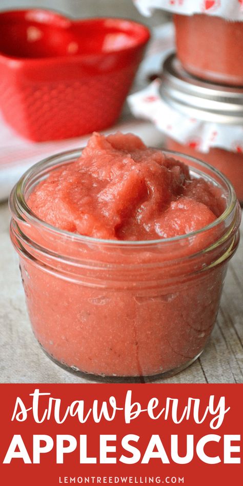 Strawberry Applesauce, Canning Applesauce, Homemade Applesauce Recipes, Canned Strawberries, Healthy Breakfast Snacks, Apple Sauce Recipes, Homemade Applesauce, Strawberry Flavor, Apple Sauce