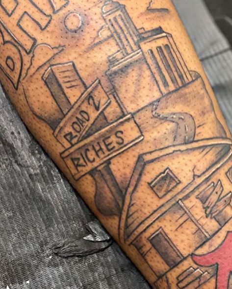 Qtr Sleeve Tattoo, Brick Tattoo For Men, Brick Tattoo, Filler Tattoos, Urban Tattoos, Black Love Artwork, Forarm Tattoos, Neck Tattoo For Guys, Tattoos For Black Skin