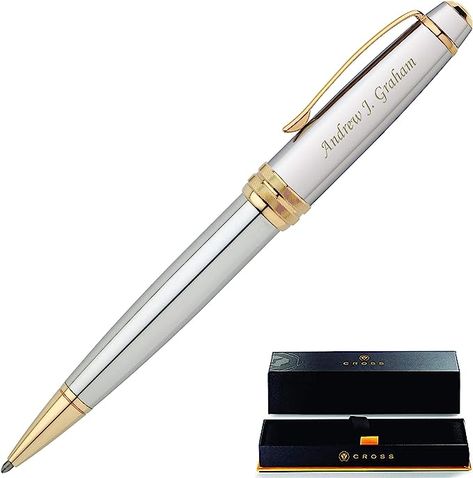 Dayspring Pens Engraved Cross Pen | Personalized Cross Bailey Medalist Ballpoint Gift Pen - Chrome With Gold Trim, Custom Engraved Executive Gift. Cross Pen, Cross Pens, Engraved Cross, Engraved Pens, Executive Gifts, Personalized Cross, Pen Gift, Ballpoint Pen, Custom Engraving