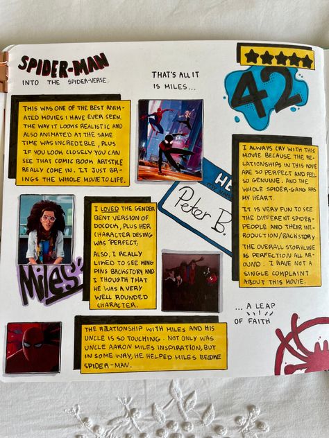 Spiderverse Journal, Spiderman Notebook, Spiderman Journal, Aesthetic Spiderman, Process Book, Movie Journal, Spider Man Into The Spider Verse, Spiderman Theme, Into The Spider Verse