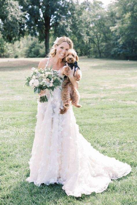 Bridal portrait with dog! Bridal Portraits With Dog, Portrait With Dog, Photos With Dog, Galia Lahav, Shot List, Bridal Portrait, Bridal Photos, Sunset Photos, Happy Wedding