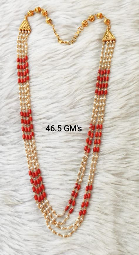 Coral Jewelry Set Gold, Coral Jewelry Set Pearl, Pearl And Coral Gold Chain, Coral Jewelry Vintage, Coral Jewelry Set, Haram Designs, Gold Haram, Antique Necklaces Design, Beads Collection