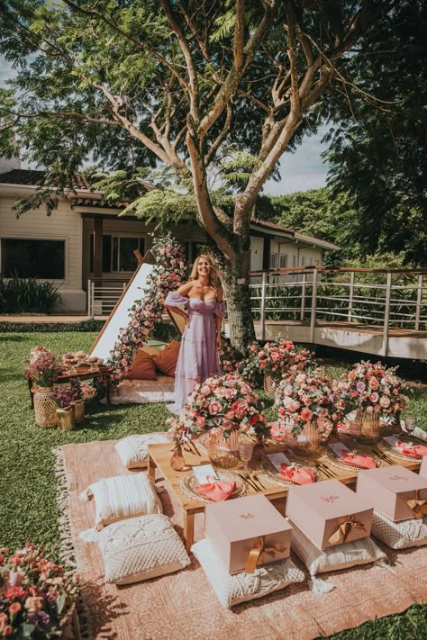 Bridesmaids proposal brunch | Bridesmaid brunch, Bridal picnic, Backyard dinner party Floral Picnic Party, Boho Tea Party, Bridal Picnic, Flower Picnic, Flowers Picnic, Picnic Party Decorations, Bridesmaid Proposal Diy, Bridesmaid Brunch, Backyard Dinner Party